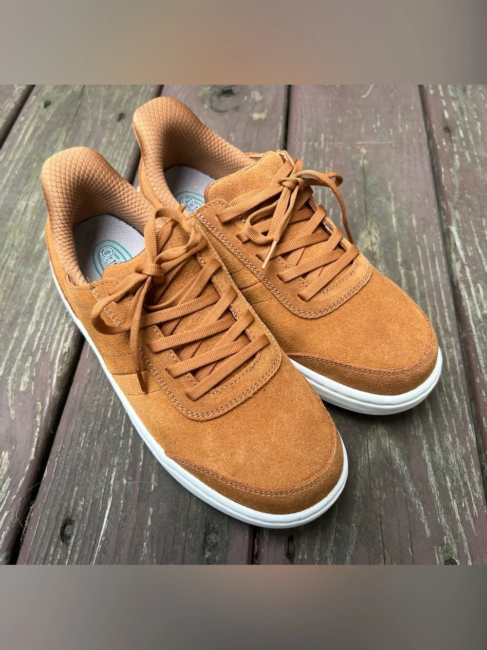 Orthofeet Women’s Wander Hands-Free Sneakers Camel, Minimalist 81113|Size:7.5B